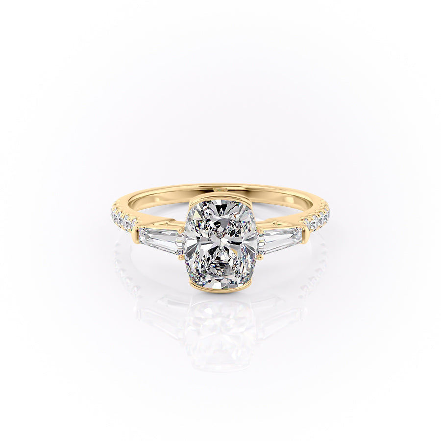 The Pave Parker Set With A 4 Carat Elongated Cushion Moissanite