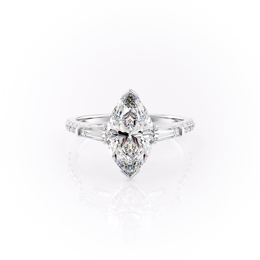 The Pave Parker Set With A 1.5 Carat Marquise Moissanite
