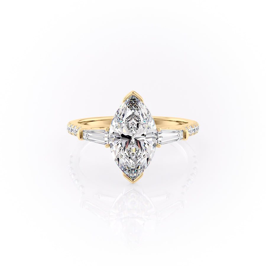 The Pave Parker Set With A 1.5 Carat Marquise Moissanite