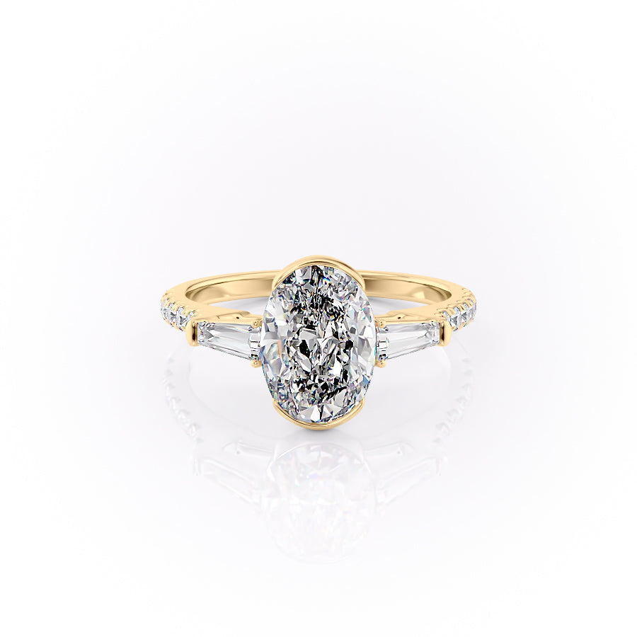 The Pave Parker Set With A 1 Carat Oval Lab Diamond