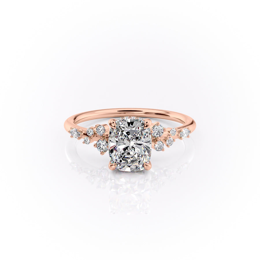 The Emma Set With A 3 Carat Elongated Cushion Lab Diamond