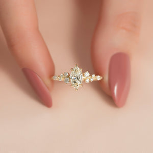 The Emma Set With A 3 Carat Marquise Lab Diamond