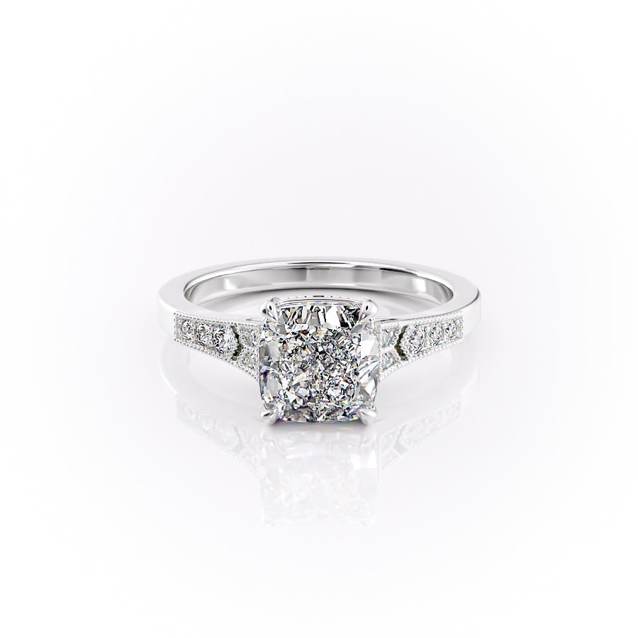The Dianne Set With A 1.5 Carat Cushion Lab Diamond