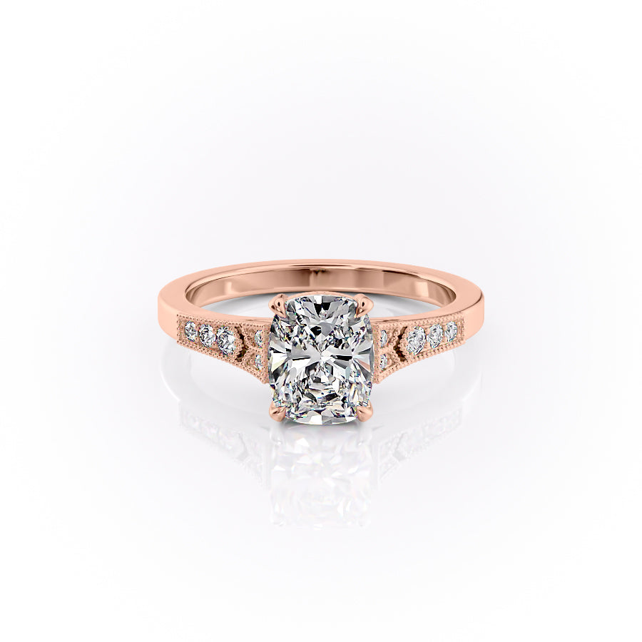 The Dianne Set With A 2 Carat Elongated Cushion Lab Diamond