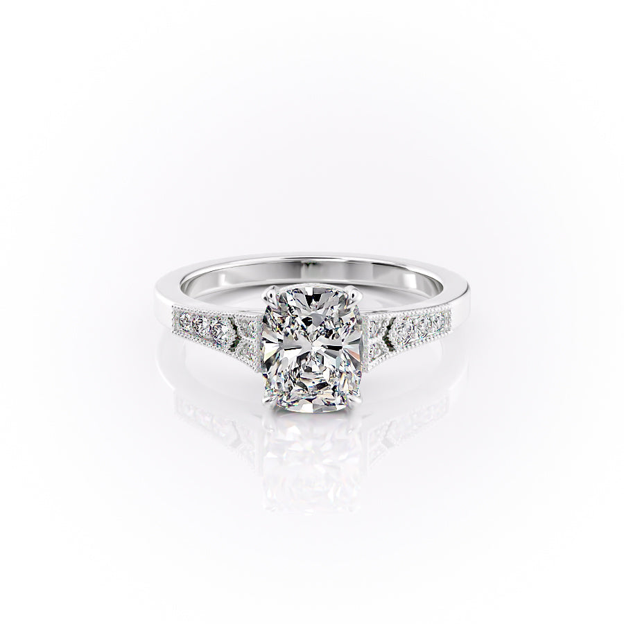 The Dianne Set With A 3 Carat Elongated Cushion Lab Diamond