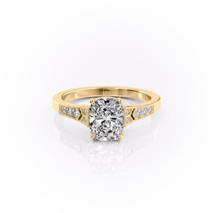 The Dianne Set With A 2.5 Carat Elongated Cushion Lab Diamond