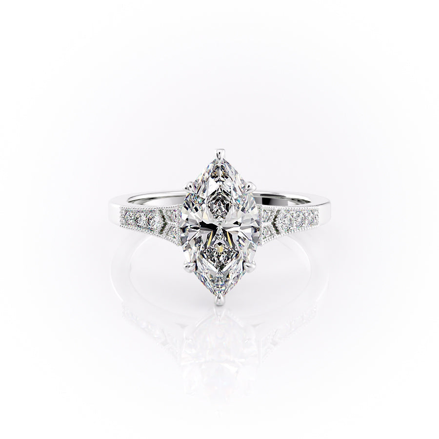 The Dianne Set With A 1.5 Carat Marquise Lab Diamond
