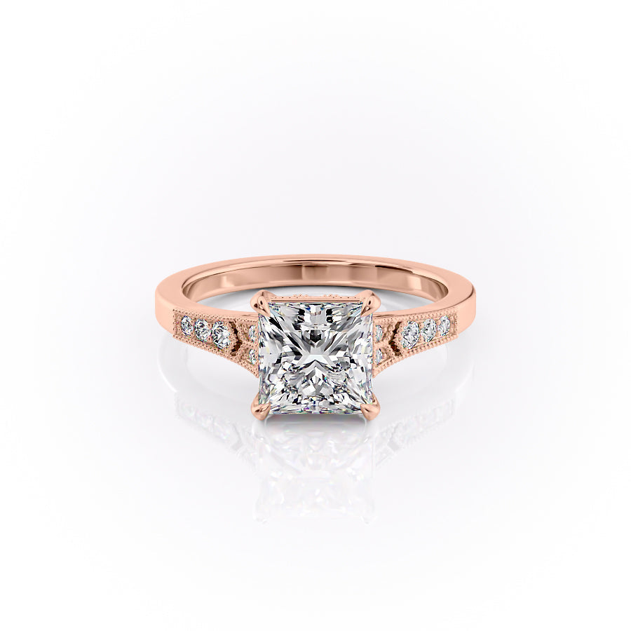 The Dianne Set With A 2.5 Carat Princess Lab Diamond