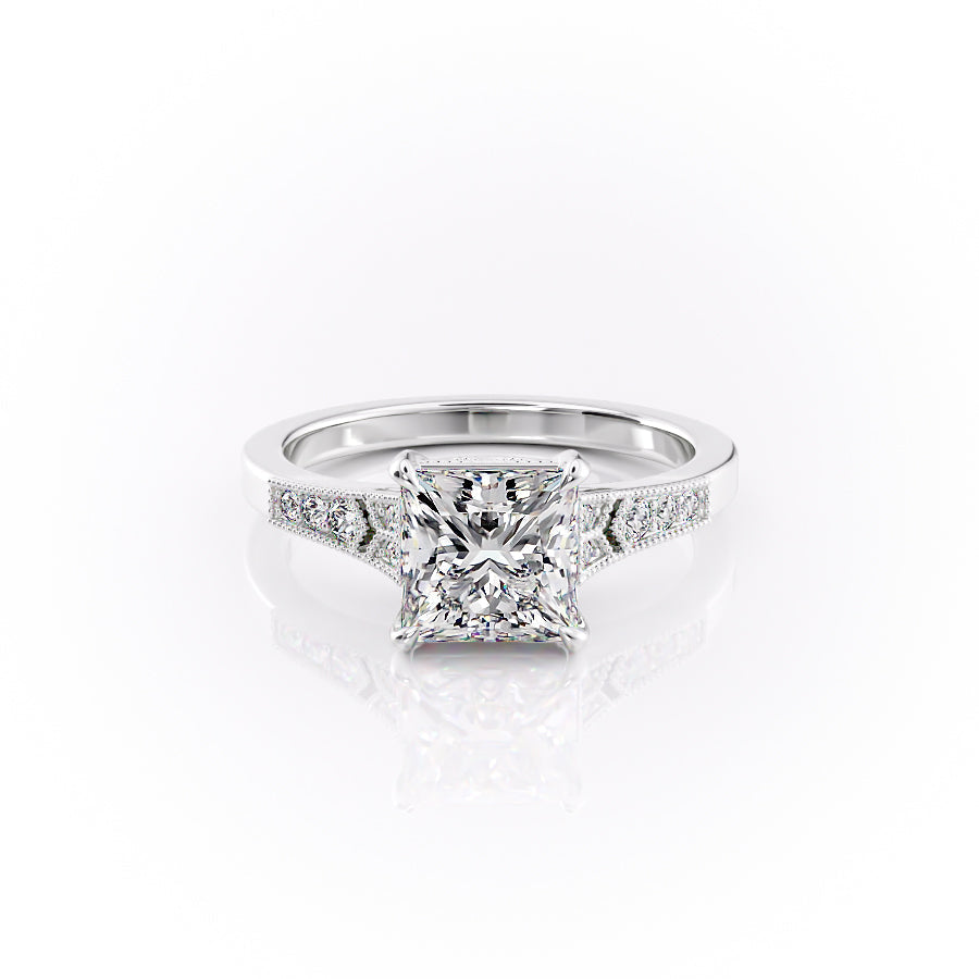 The Dianne Set With A 3 Carat Princess Lab Diamond