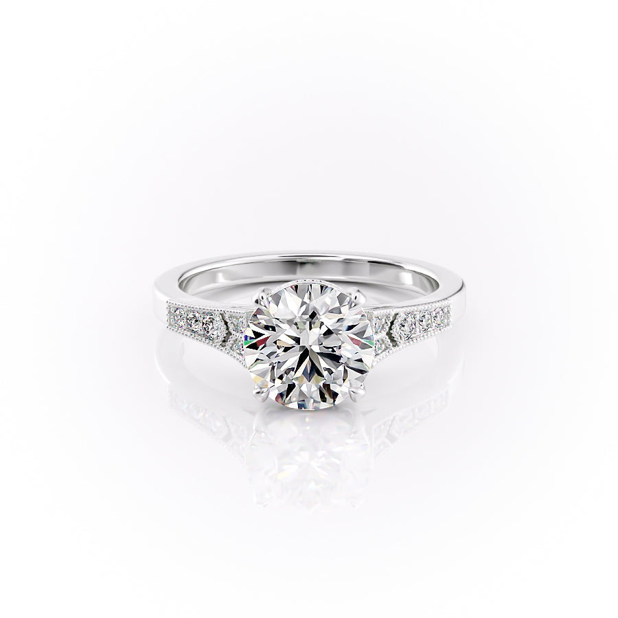 The Dianne Set With A 3 Carat Round Lab Diamond