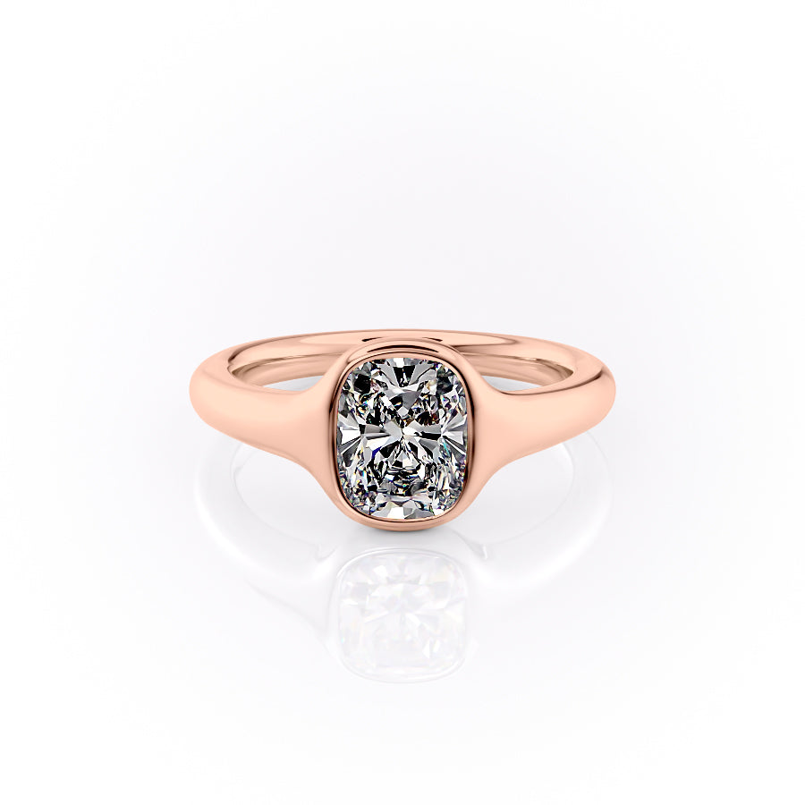 The Stella Set With A 1.5 Carat Elongated Cushion Lab Diamond