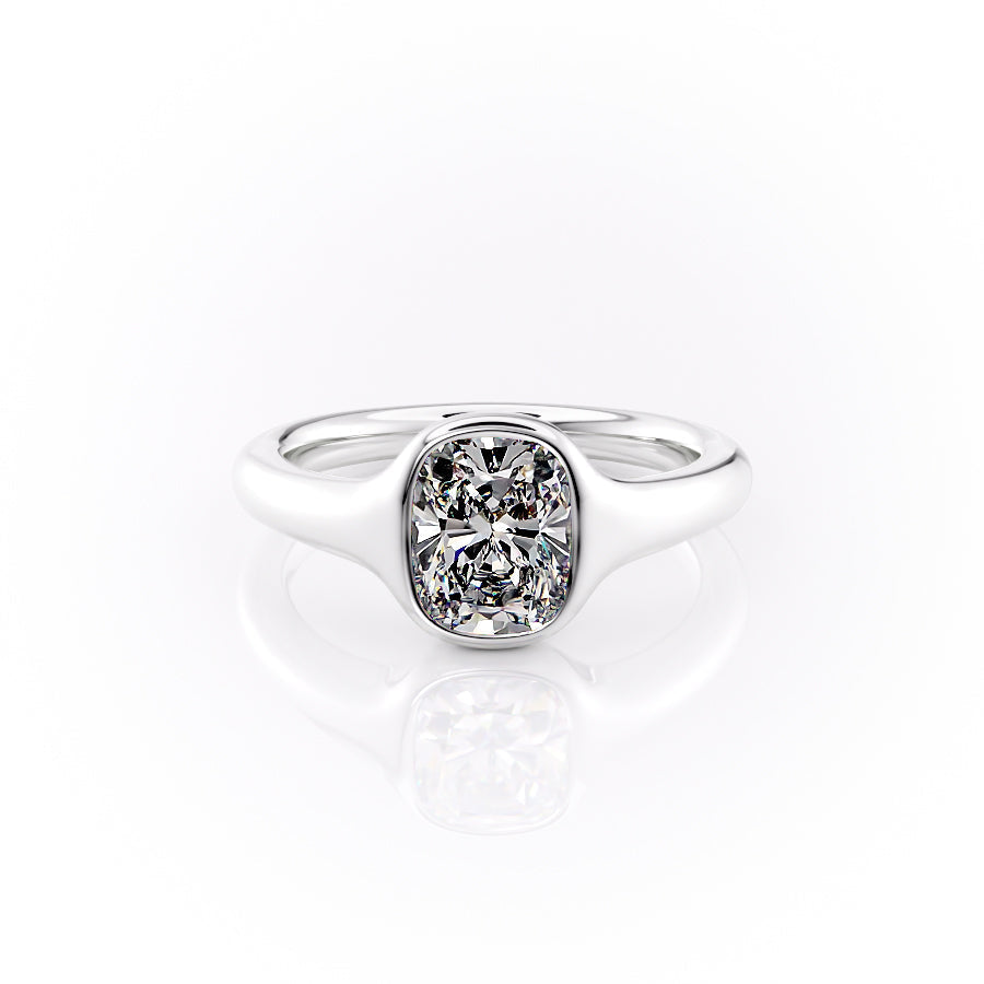 The Stella Set With A 2.5 Carat Elongated Cushion Lab Diamond