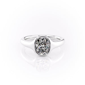 The Stella Set With A 2.5 Carat Elongated Cushion Lab Diamond