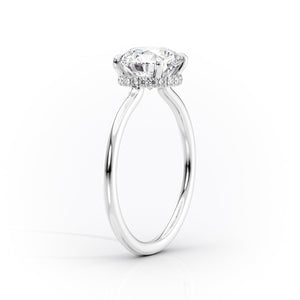 The Aline Set With A 2.5 Carat Elongated Cushion Moissanite