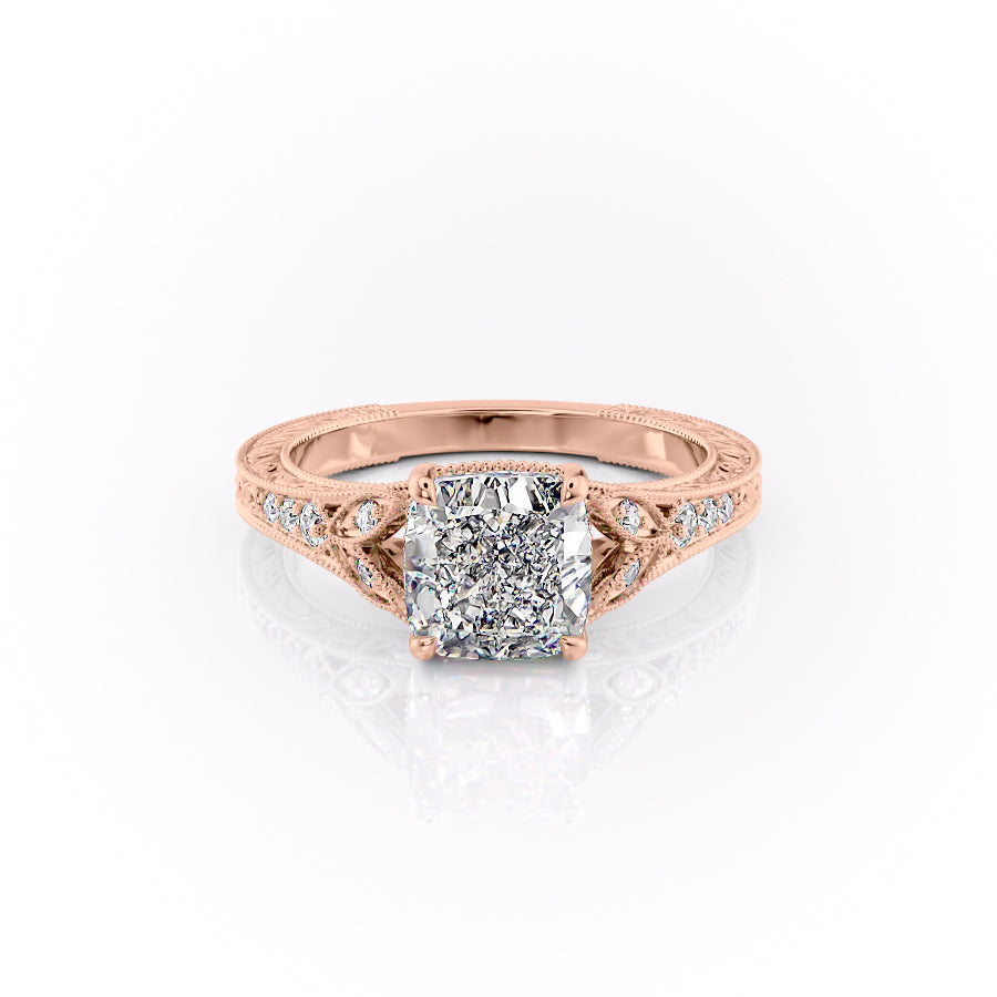 The Violet Set With A 1 Carat Cushion Moissanite
