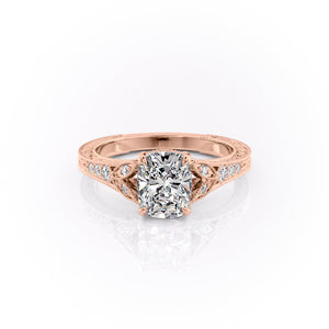 The Violet Set With A 2 Carat Elongated Cushion Moissanite