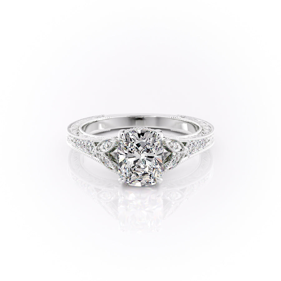 The Violet Set With A 2 Carat Elongated Cushion Lab Diamond