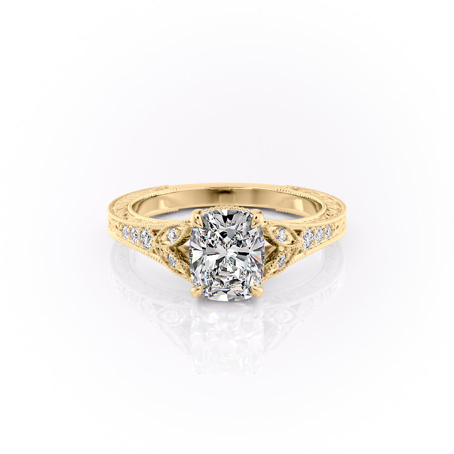 The Violet Set With A 1 Carat Elongated Cushion Lab Diamond