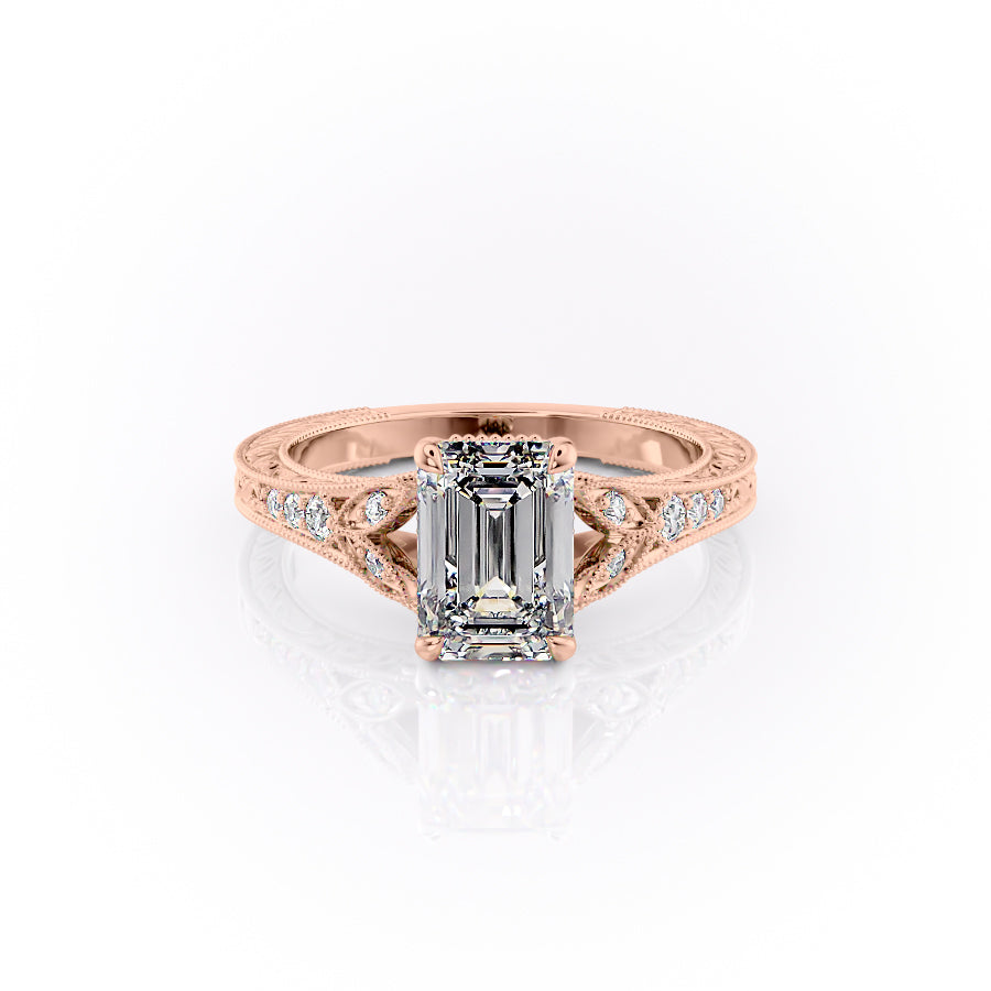 The Violet Set With A 2 Carat Emerald Moissanite