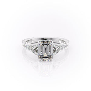 The Violet Set With A 4 Carat Emerald Moissanite