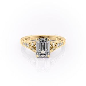 The Violet Set With A 4.5 Carat Emerald Moissanite