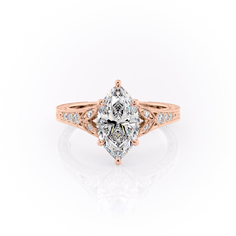 The Violet Set With A 5 Carat Marquise Moissanite