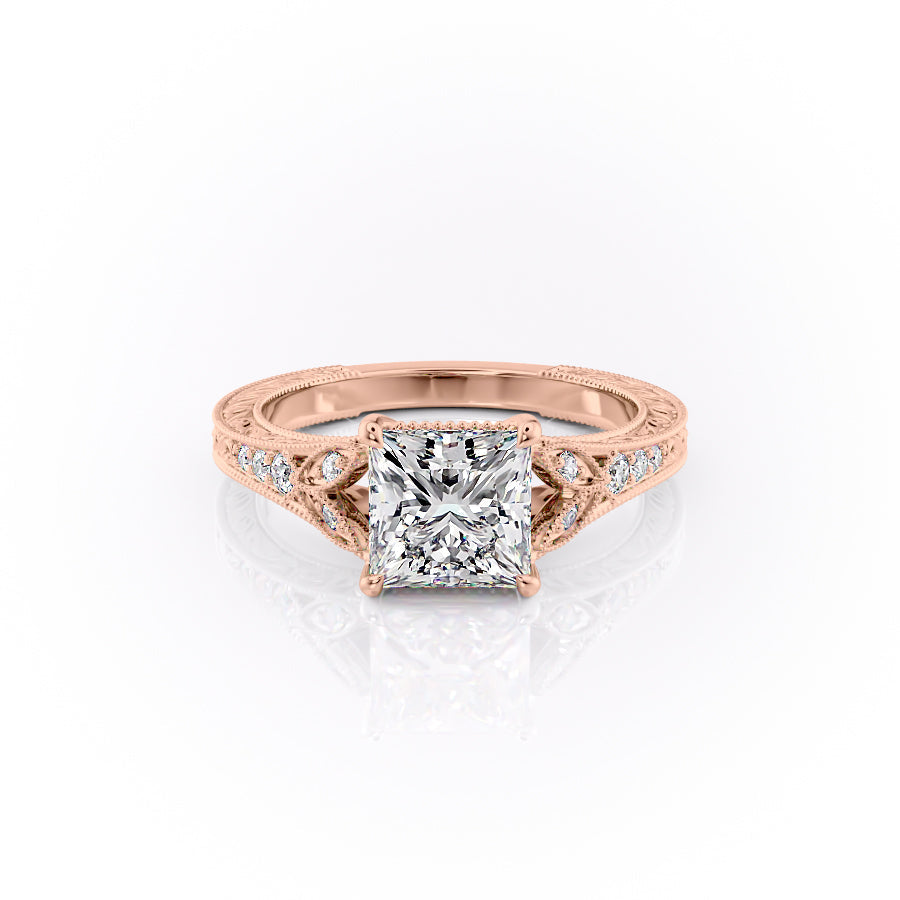 The Violet Set With A 2.5 Carat Princess Moissanite