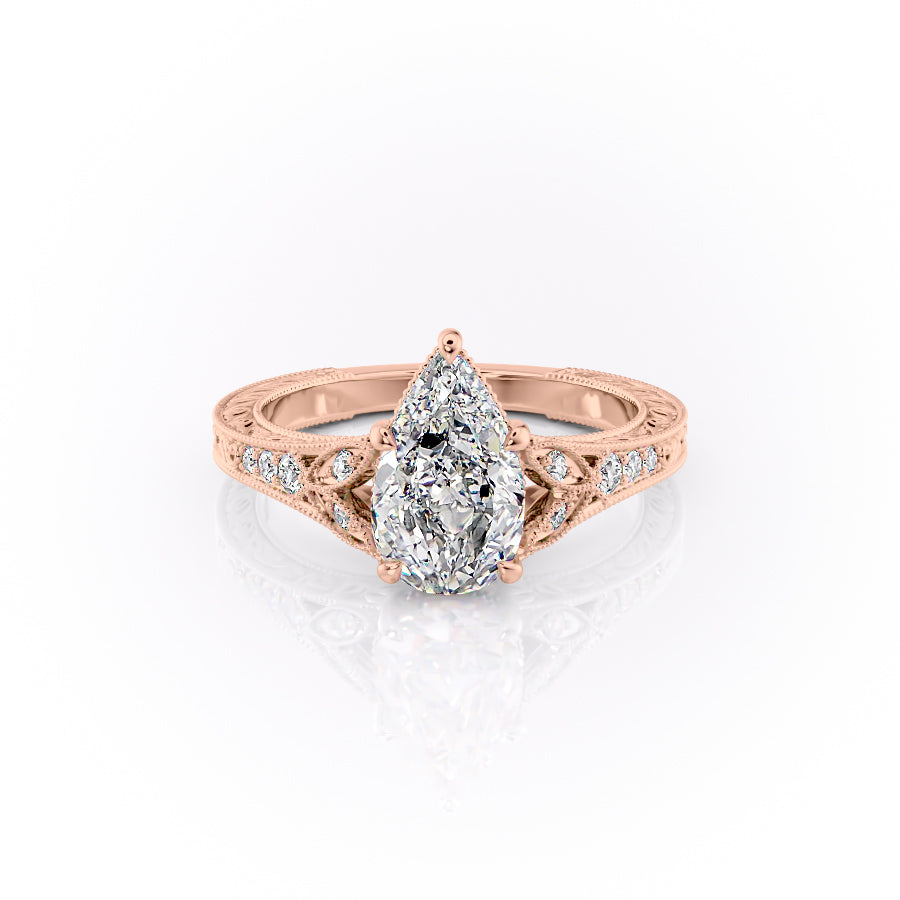 The Violet Set With A 3 Carat Pear Moissanite