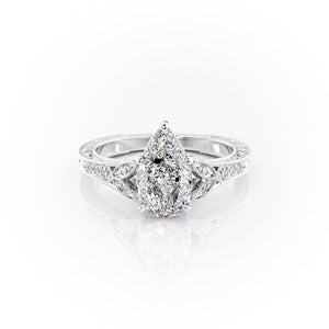 The Violet Set With A 2.5 Carat Pear Moissanite