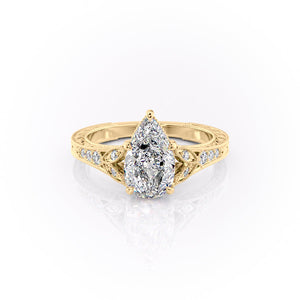 The Violet Set With A 3.5 Carat Pear Moissanite