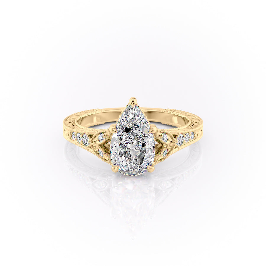 The Violet Set With A 4 Carat Pear Moissanite