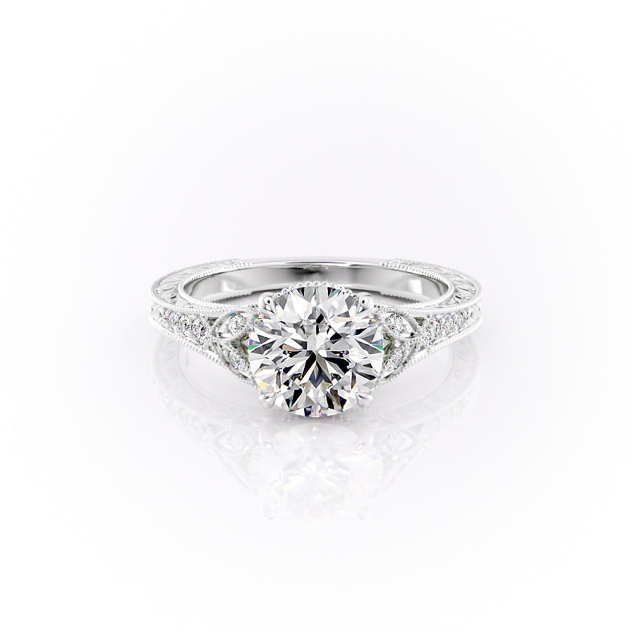 The Violet Set With A 4 Carat Round Moissanite
