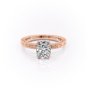 The Sierra Set With A 4.5 Carat Elongated Cushion Moissanite