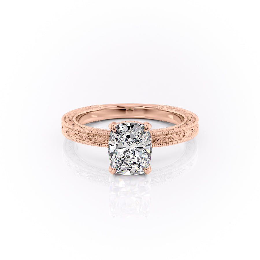 The Sierra Set With A 1.5 Carat Elongated Cushion Moissanite