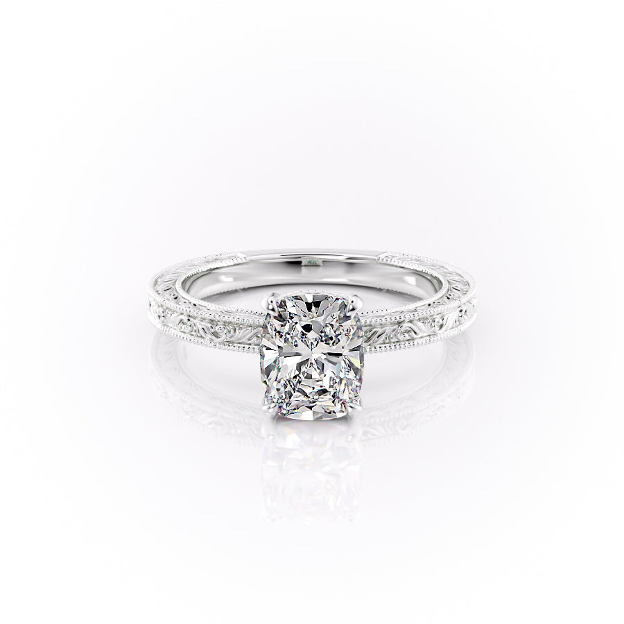The Sierra Set With A 1.5 Carat Elongated Cushion Lab Diamond