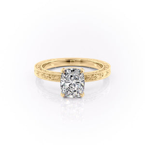 The Sierra Set With A 3.5 Carat Elongated Cushion Moissanite