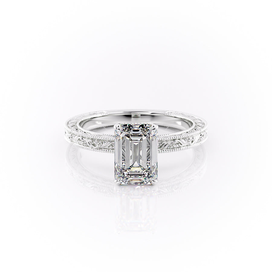 The Sierra Set With A 4.5 Carat Emerald Moissanite