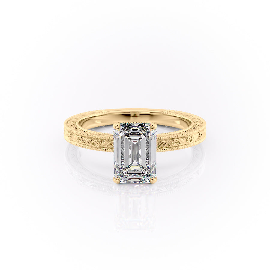 The Sierra Set With A 2.5 Carat Emerald Moissanite
