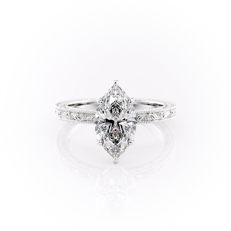 The Sierra Set With A 2 Carat Marquise Lab Diamond