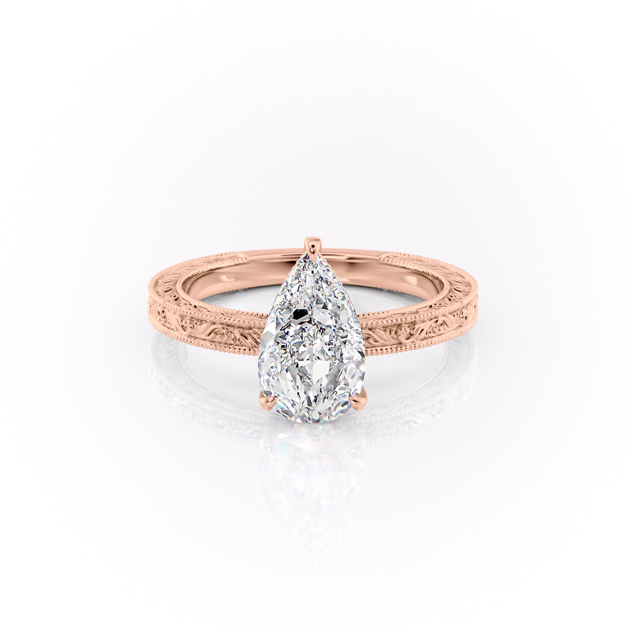 The Sierra Set With A 1.5 Carat Pear Moissanite