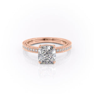 The Pave Sierra Set With A 1 Carat Cushion Moissanite