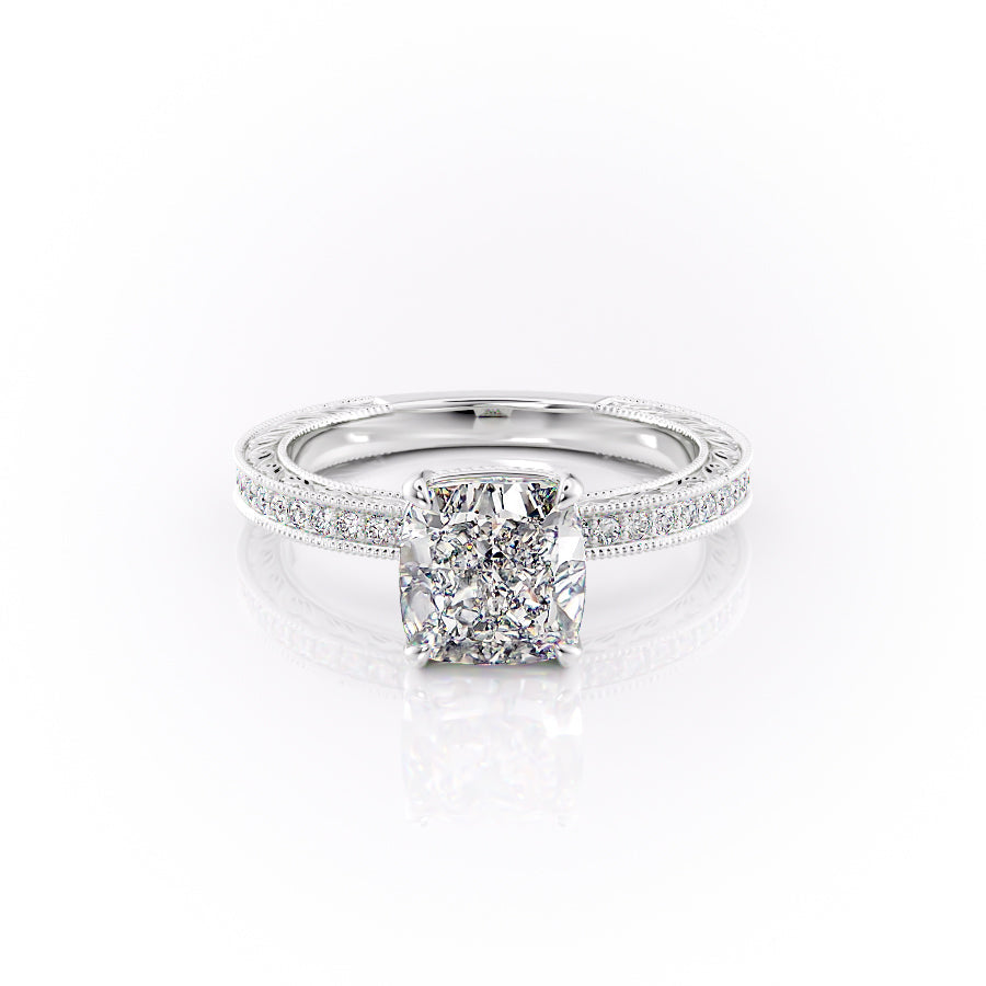 The Pave Sierra Set With A 2.5 Carat Cushion Lab Diamond