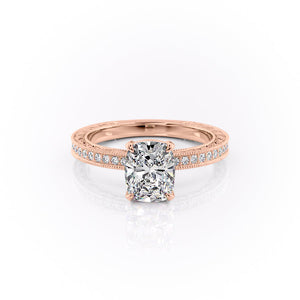 The Pave Sierra Set With A 2.5 Carat Elongated Cushion Moissanite