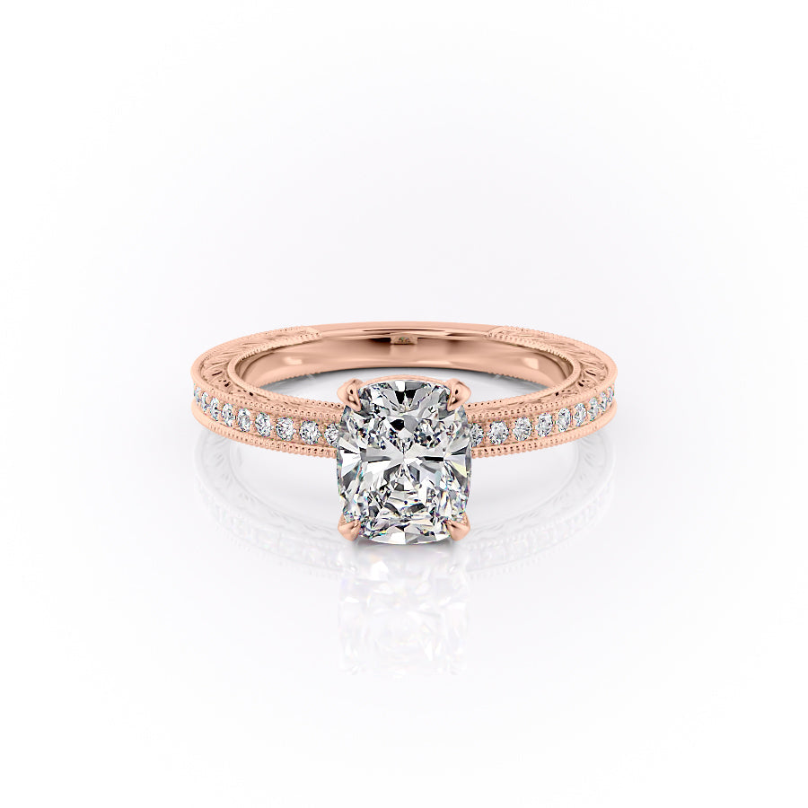 The Pave Sierra Set With A 4.5 Carat Elongated Cushion Moissanite