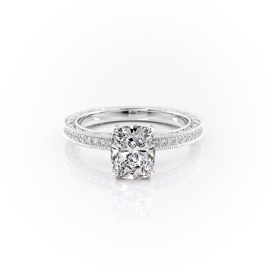 The Pave Sierra Set With A 3 Carat Elongated Cushion Lab Diamond