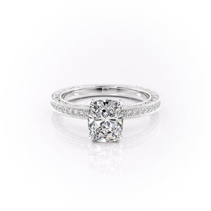 The Pave Sierra Set With A 3.5 Carat Elongated Cushion Moissanite