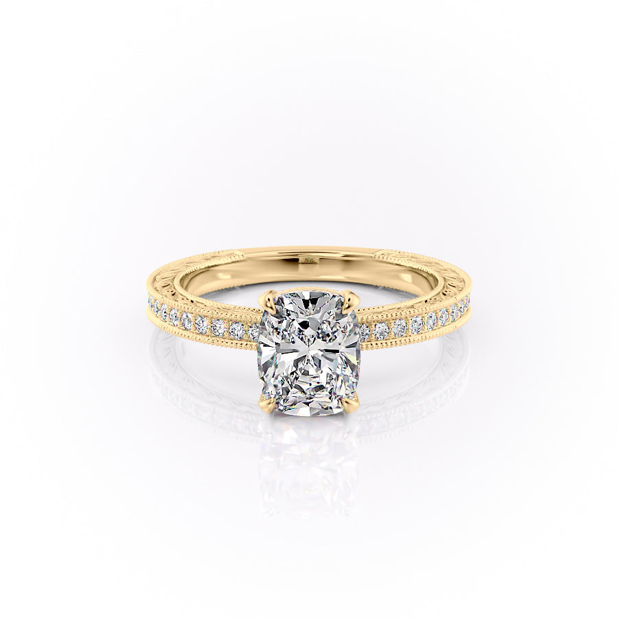 The Pave Sierra Set With A 1 Carat Elongated Cushion Lab Diamond