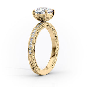 The Pave Sierra Set With A 2 Carat Elongated Cushion Moissanite