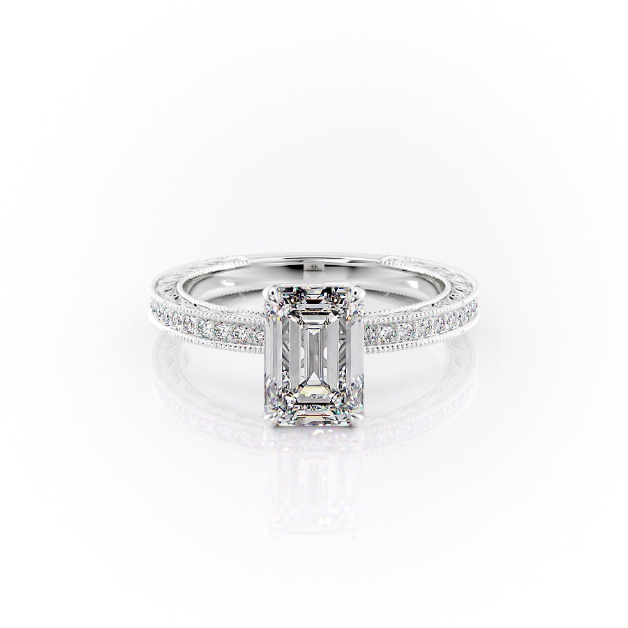 The Pave Sierra Set With A 3 Carat Emerald Moissanite