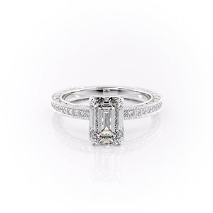 The Pave Sierra Set With A 1.5 Carat Emerald Moissanite